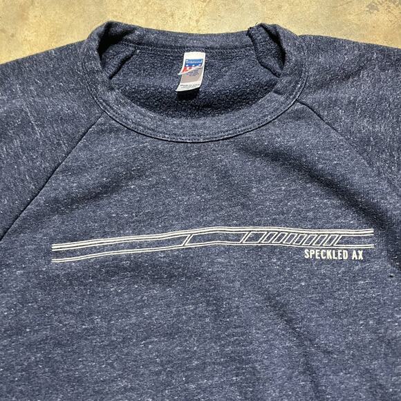 Vintage 2000s Speckled Ax Navy Raglan Sweatshirt - Picture 2 of 3